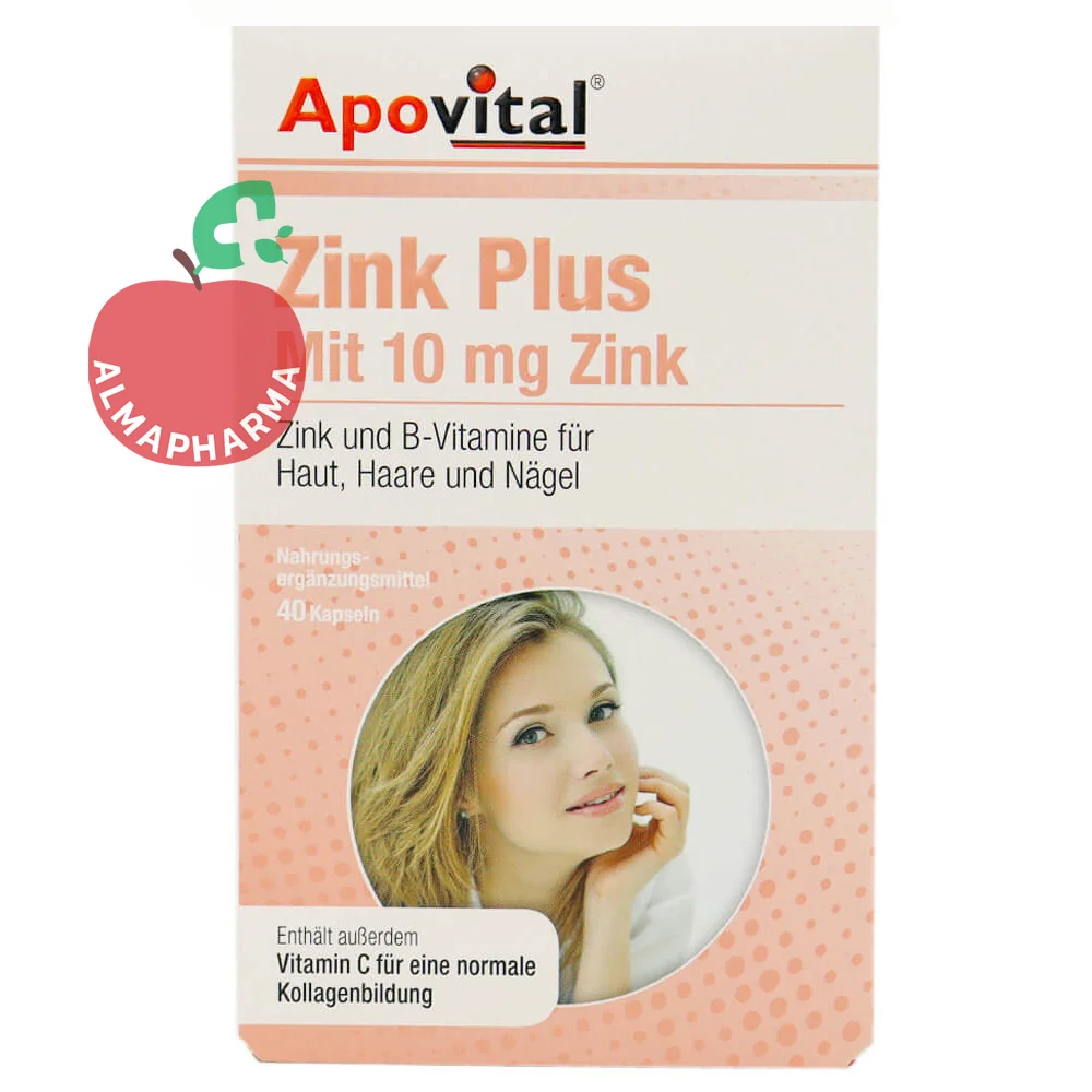 Apovital-Zinc-Plus-Tablets-(2)-almapharma نمای جلویی کپسول زینک پلاس آپوویتال 40 عددی حاوی زینک، ویتامین C و ویتامین های گروه B