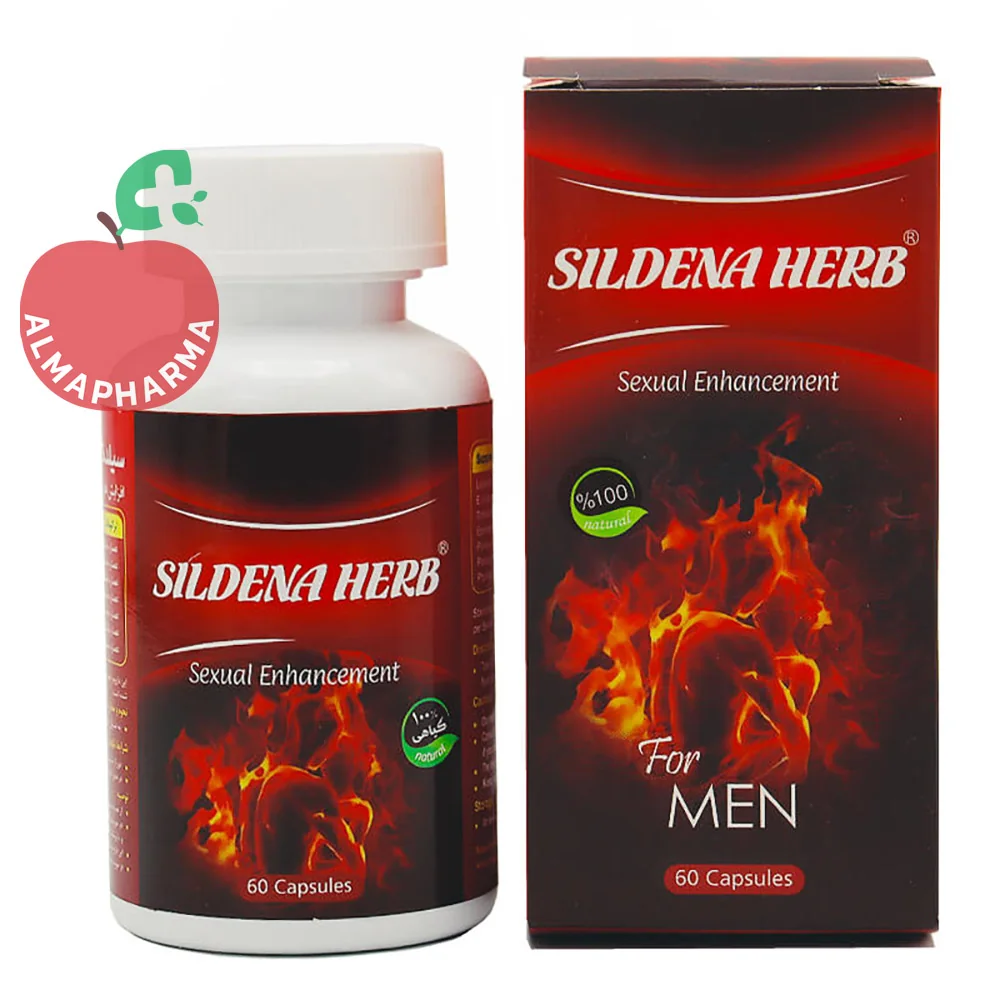 Behta-Darou-Sildna-Herb-Capsules-almapharma نمای جلویی کپسول سیلدنا هرب بهتا دارو 60 عددی مکمل گیاهی تقویت قوای جنسی آقایان