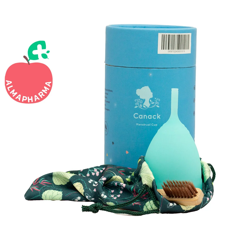 Canack-Menstrual-Cup-almapharma نمای جلویی کاپ قاعدگی کاناک از جنس سیلیکون پزشکی ضد حساسیت در رنگ های بنفش، قرمز، صورتی و بی رنگ