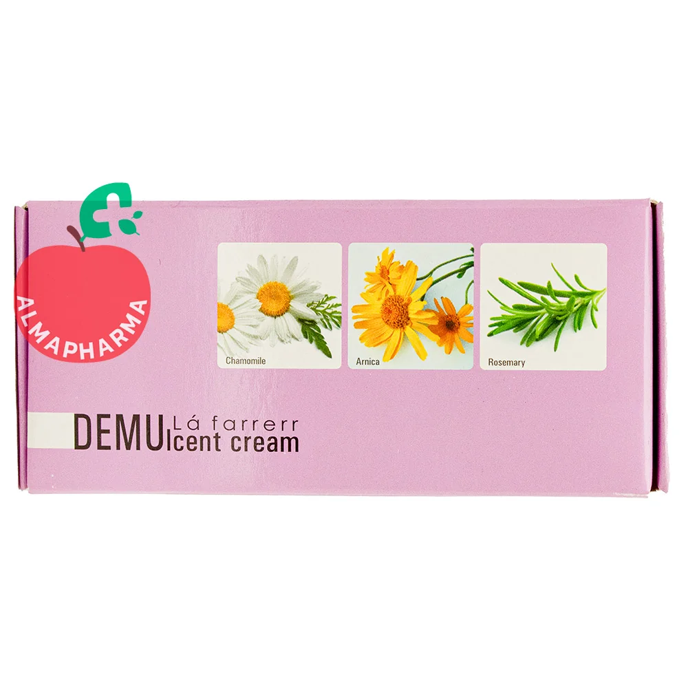 Demo-Pain-Relief-Anti-Inflammatory-and-Anti-Bruise-Cream-60-ml-almapharma نمای جلویی کرم دمولسنت لافارر مناسب کبودی، التهاب و مراقبت پوست پس از لیزر و تزریق