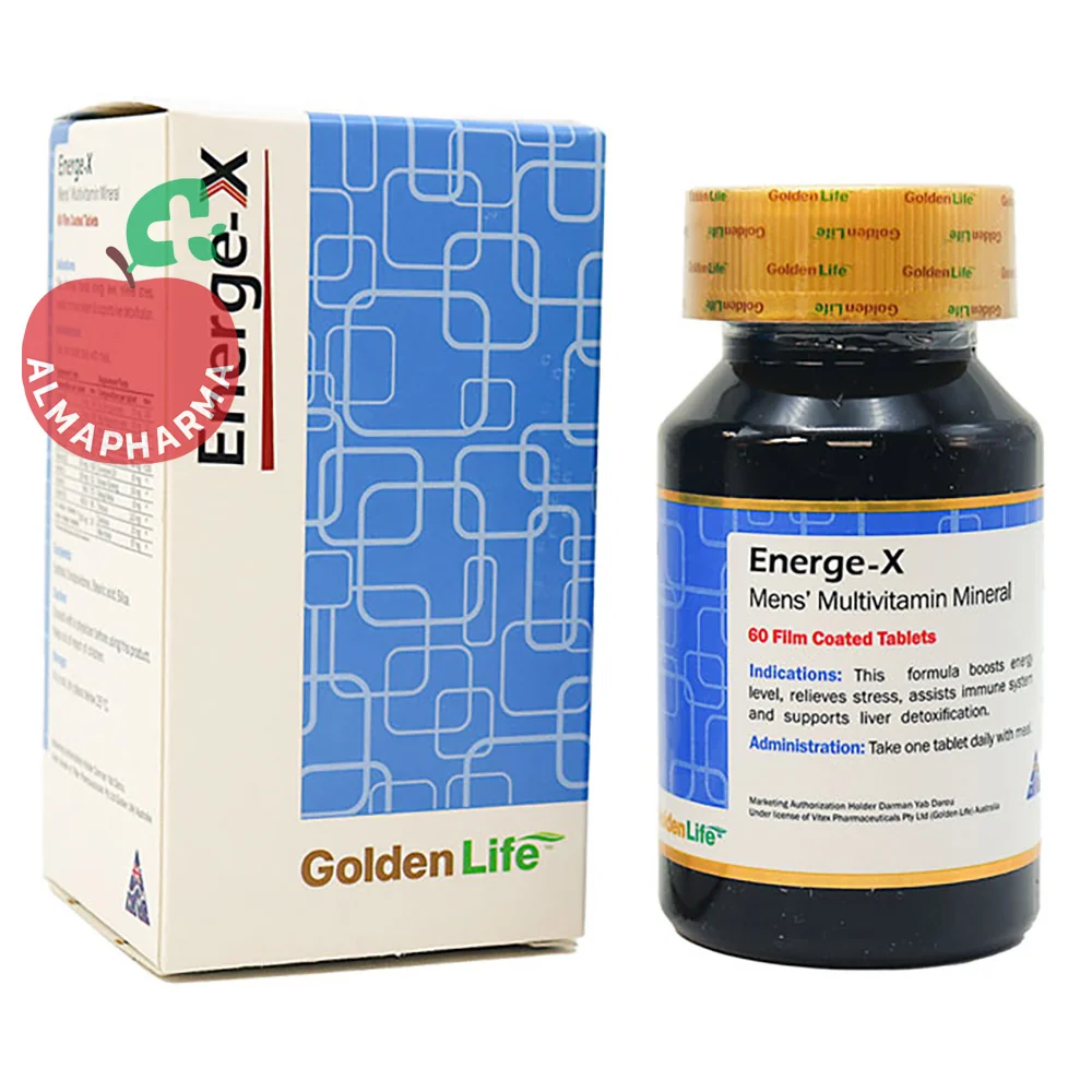 Golden-Life-Energex-Tablets-(2)-almapharma نمای جلویی قرص انرژکس گلدن لایف مخصوص آقایان حاوی ویتامین ها مواد معدنی کوآنزیم کیوتن و ترکیبات گیاهی