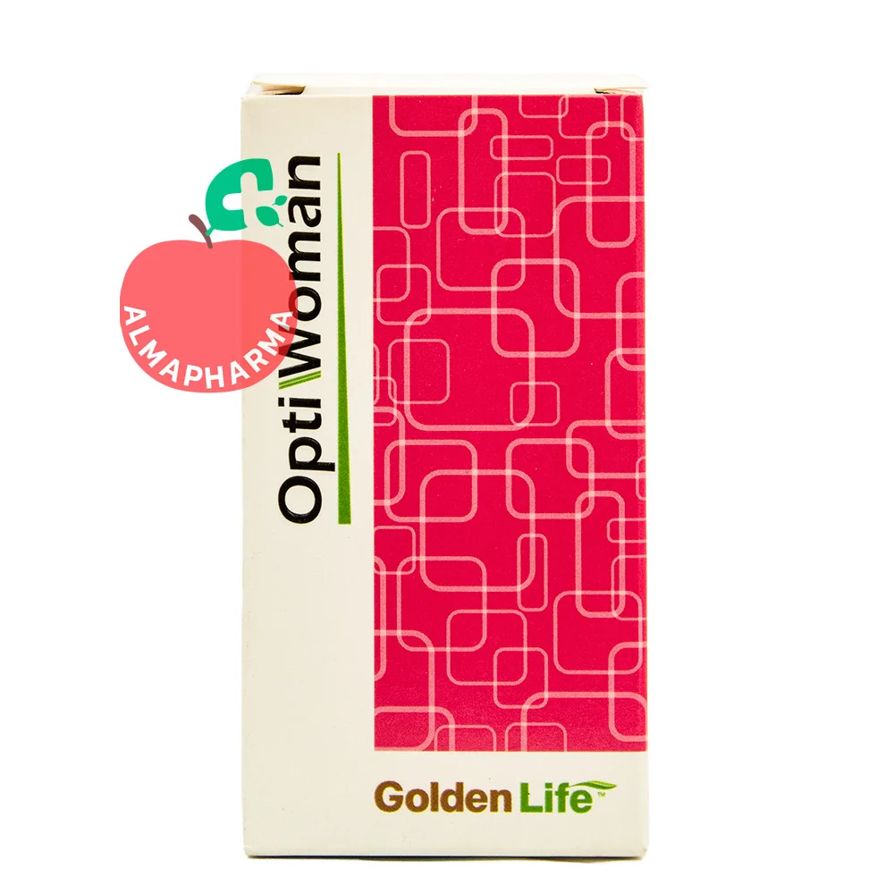 Golden-Life-Opti-Woman-Tablets-(3)-almapharma نمای جلویی قرص اپتی وومن گلدن لایف مولتی ویتامین مینرال تخصصی بانوان