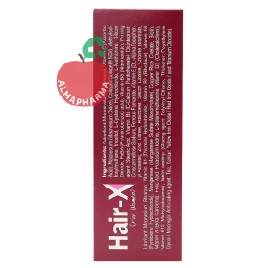 نمای پشتی قرص Hair X بانوان با اطلاعات مکمل مو، پوست و ناخن و روش مصرف روزانه