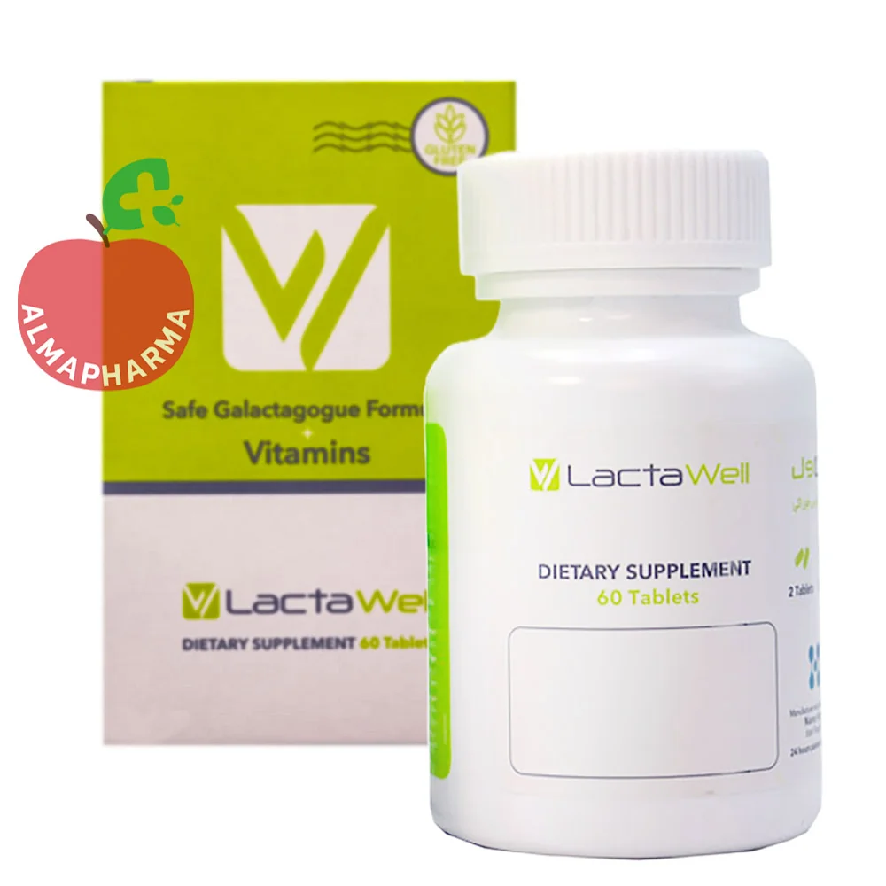LactaWell-Tablets-(2)-almapharma نمای جلویی قرص لاکتاول 60 عددی مکمل شیرافزا مخصوص مادران شیرده