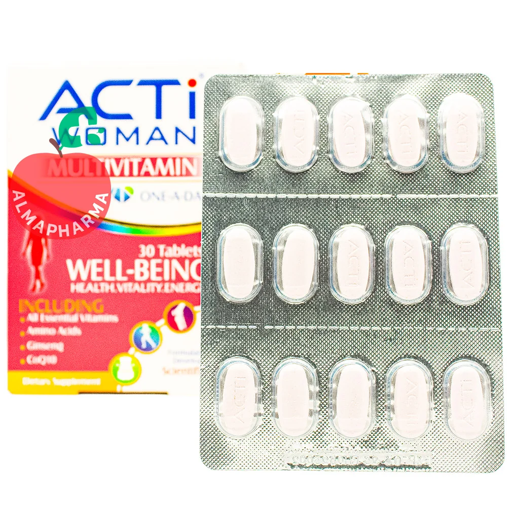 Liberty-Acti-Woman-Multivitamin-Tablets-(2)-almapharma نمای جلویی قرص اکتی وومن 30 عددی مولتی ویتامین مینرال مخصوص بانوان برای انرژی و سلامت عمومی