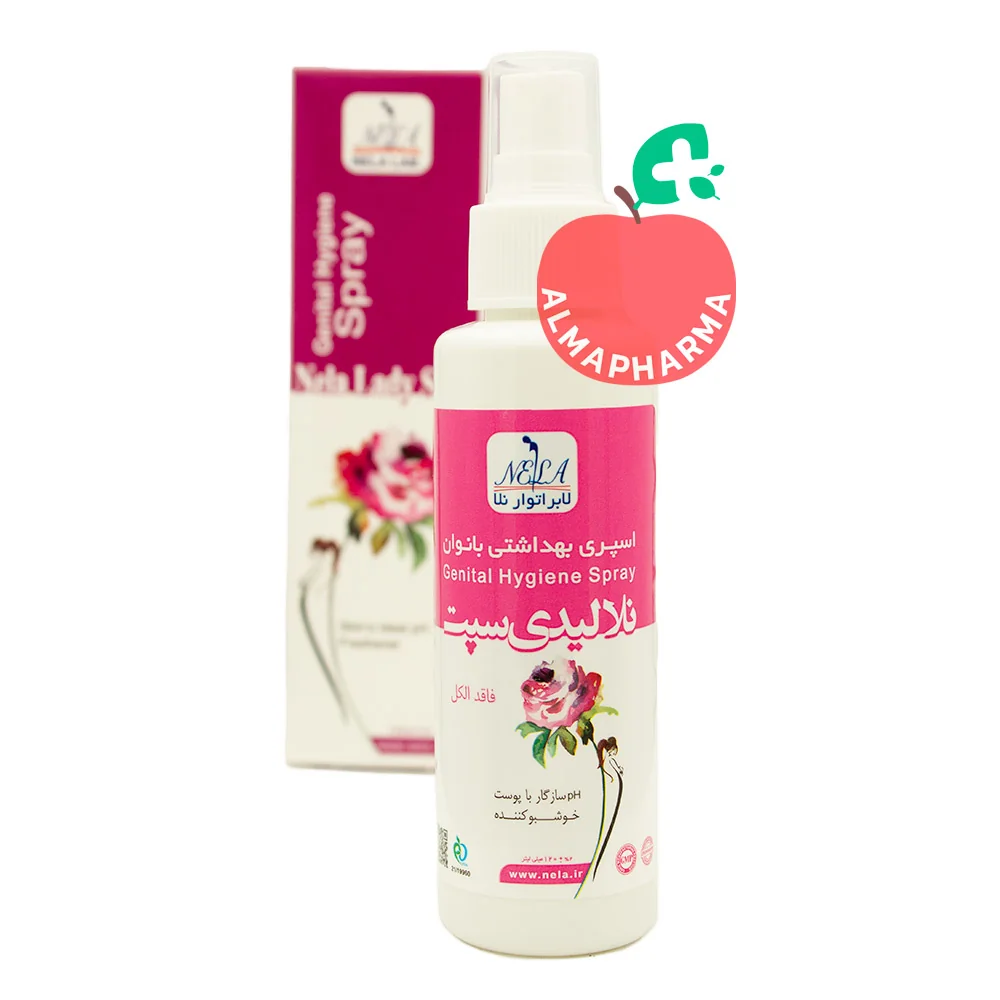 Nela-Lady-Sept-Feminine-Hygiene-Spray-(2)-almapharma نمای جلویی اسپری بهداشتی بانوان نلا ۱۲۰ میلی لیتر برای رفع بوی نامطبوع ناحیه خارجی تناسلی