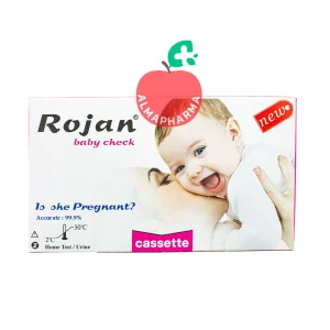 نمای جلویی تست بارداری کاستی روژان از برند باسابقه روژان برای تشخیص هورمون HCG در ادرار