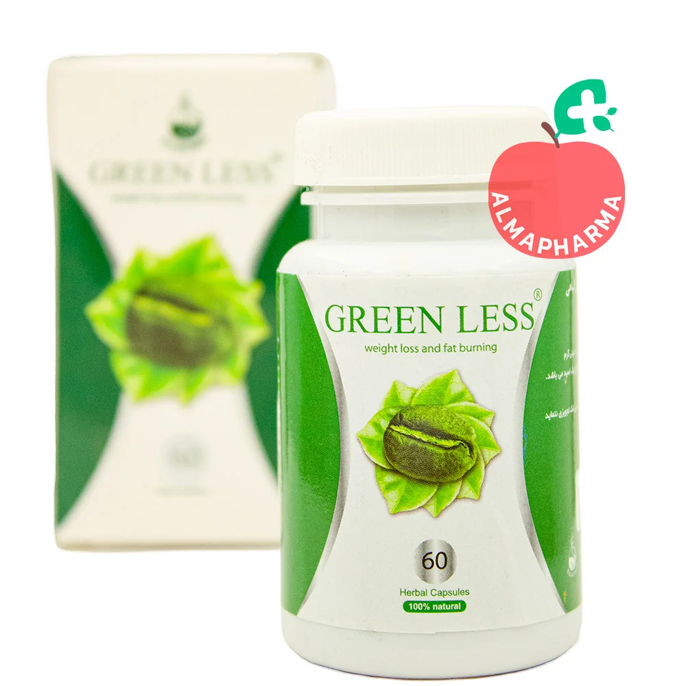 Salamat-Gostar-Artiman-Green-Less-Weight-Management-Capsules-(2)-almapharma نمای جلویی کپسول گرین لس ۶۰ عددی حاوی عصاره چای سبز و قهوه سبز