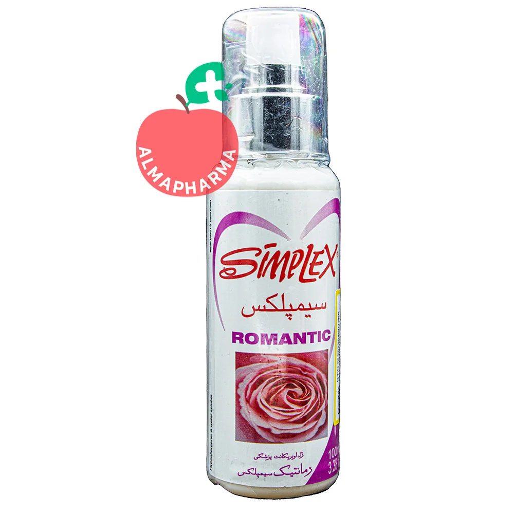 Simplex-Romantic-Lubricant-Gel-almapharma نمای جلویی ژل لوبریکانت سیمپلکس گل رز حجم ۱۰۰ میلی لیتر