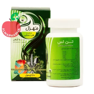 نمای پشتی کپسول تن لس با اطلاعات ترکیبات گیاهی، روش مصرف و کاربرد در مدیریت وزن