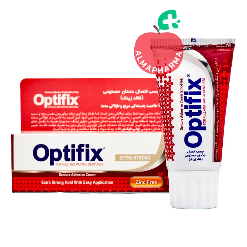 opti-fix-denture-adhesive-cream (2) نمای جلویی کرم چسب اتصال دندان مصنوعی اپتی فیکس ۶۰ گرم