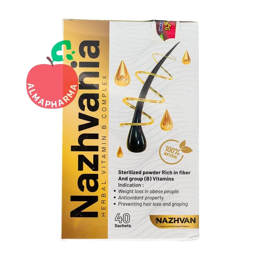 Nazhvan-Giah-Nazhvania-Powder-40-Pcs-(2) نمای جلویی ساشه سبوس برنج ناژوانیا ناژوان گیاه ۴۰ عددی