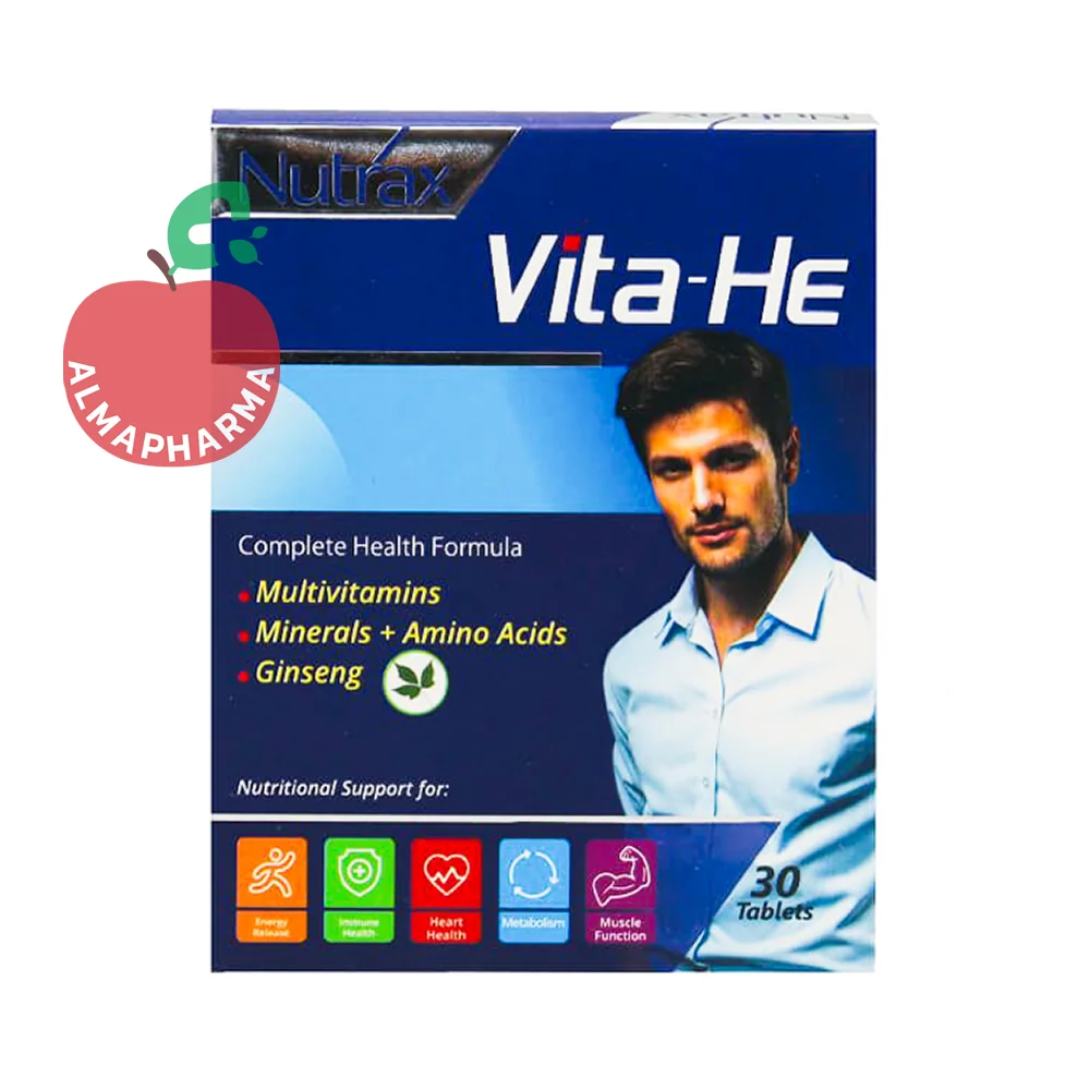 Nutrax VitaHe Multivitamin and Mineral 30 Tablets قرص مولتی ویتامین و مینرال ویتا هی نوتراکس 30 عددی