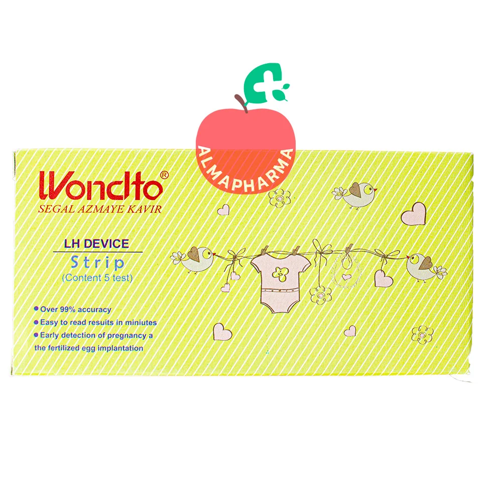 Wonclto -Ovulation-Test-Kit-5-Pcs-almapharma نمای جلویی تست تخمک گذاری ونسلتو مدل LH بسته ۵ عددی