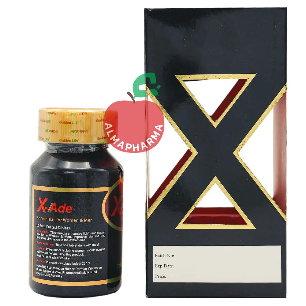 X-Aid-X-Aid-Male-Sexual-Health-Tablets-(2)-almapharma نمای جلویی قرص ایکس اید گلدن لایف ۶۰ عد