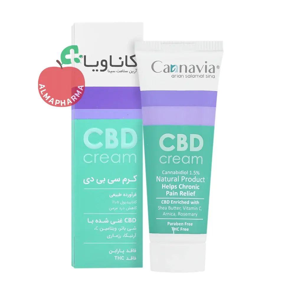 Arin Salamat Sina Cannavia Cream-almapharma کرم ضد درد سی بی دی کاناویا آرین سلامت سینا 50 گرم