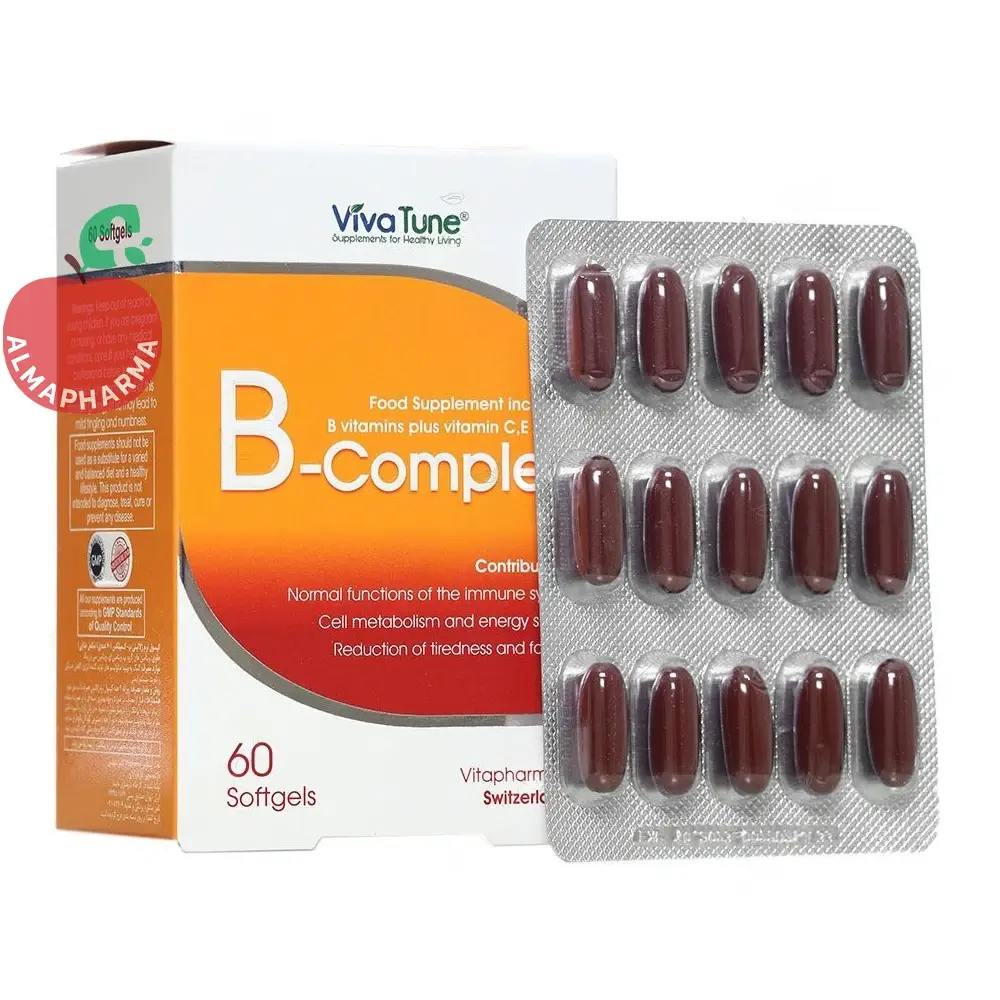 Viva Tune B Complex 60 Softgels-almapharma کپسول پلت ب کمپلکس ویواتیون ۶۰ عددی