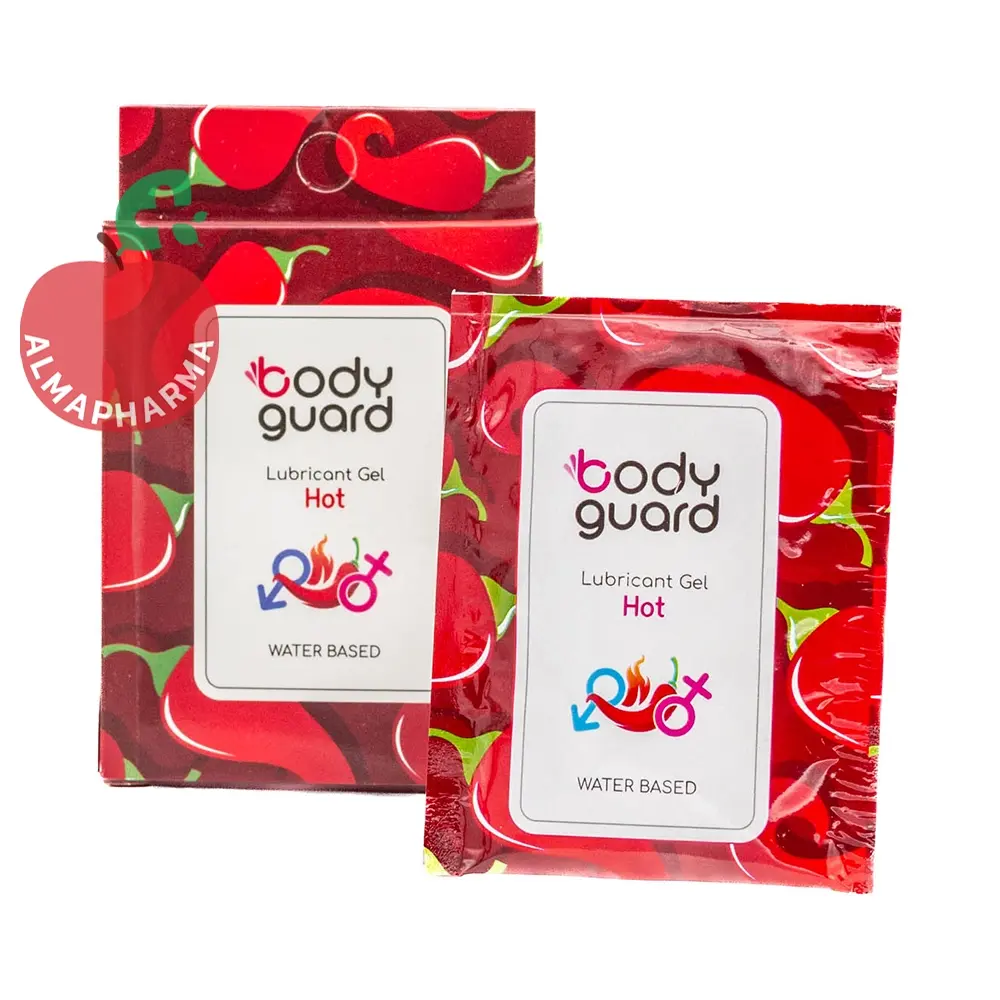 body-guard-lubricant-gelly-sachet-hot-(2)-almapharma ژل لوبریکانت گرم کننده بادیگارد مدل Hot بسته ۳ عددی