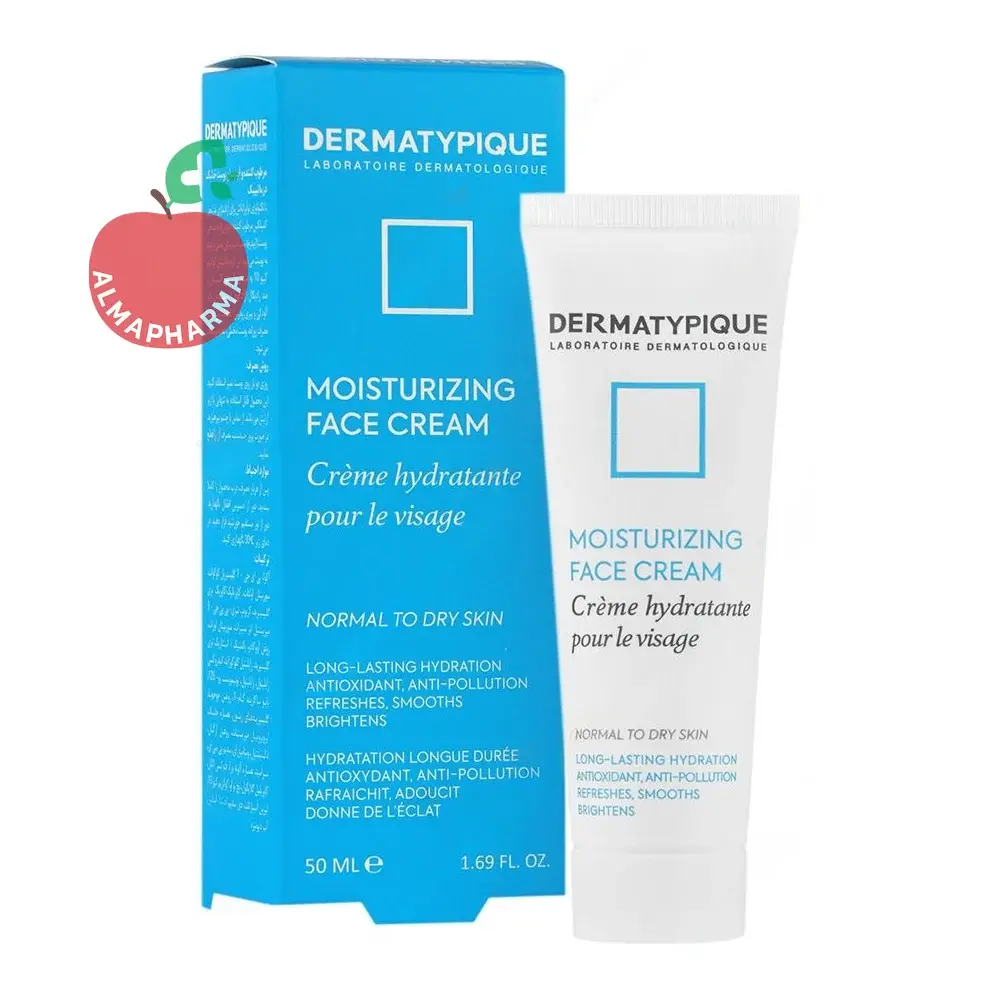 cream-dermatypique-moisturizing-face-cream-23848-01-almapharma نمای جلویی کرم مرطوب کننده و آبرسان پوست خشک درماتیپیک ۵۰ میلی لیتر