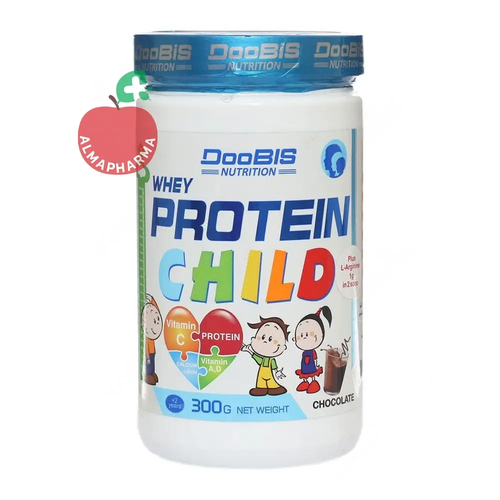 Doobis Whey Protein Kids Chocolate-almapharma پودر پروتئین وی کودکان دوبیس ۳۰۰ گرمی طعم شکلاتی - قوطی ۳۰۰ گرمی - نمای جلو