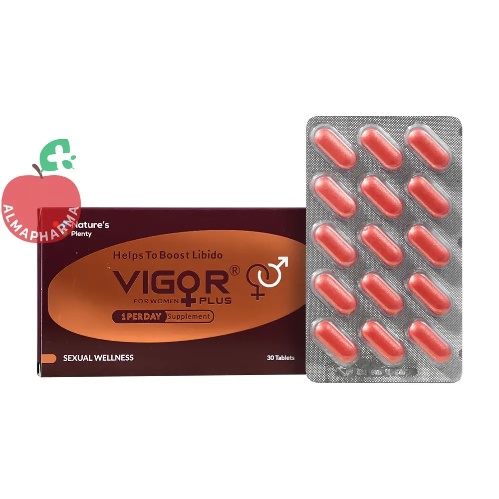 Nature's Plenty Oigor Plus Women-almapharma قرص ویگر پلاس بانوان نیچرز پلنتی ۳۰ عددی - جعبه ۳۰ عددی - نمای جلو