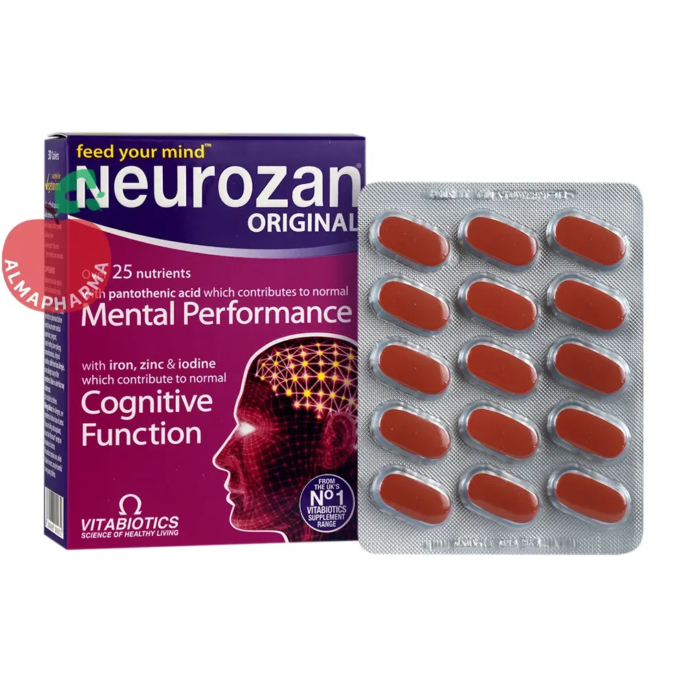 Vitabiotics Nrozan-almapharma قرص نروزان ویتابیوتیکس اورجینال ۳۰ عددی - جعبه ۳۰ عددی - نمای جلو