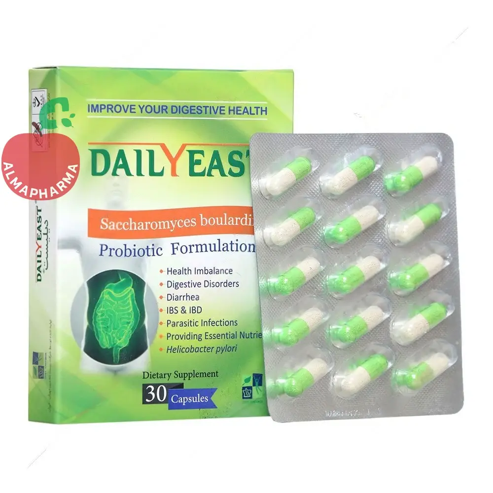 Zist Takhmir Dailyeast Caps-almapharma کپسول دیلیست پروبیوتیک زیست تخمیر ۳۰ عددی - جعبه ۳۰ عددی - نمای جلو