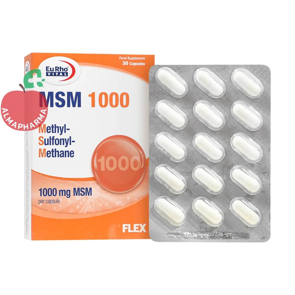 capsule-msm-1000-01_almafarma کپسول ام اس ام ۱۰۰۰ یوروویتال ۳۰ عددی - جعبه ۳۰ عددی - نمای جلو
