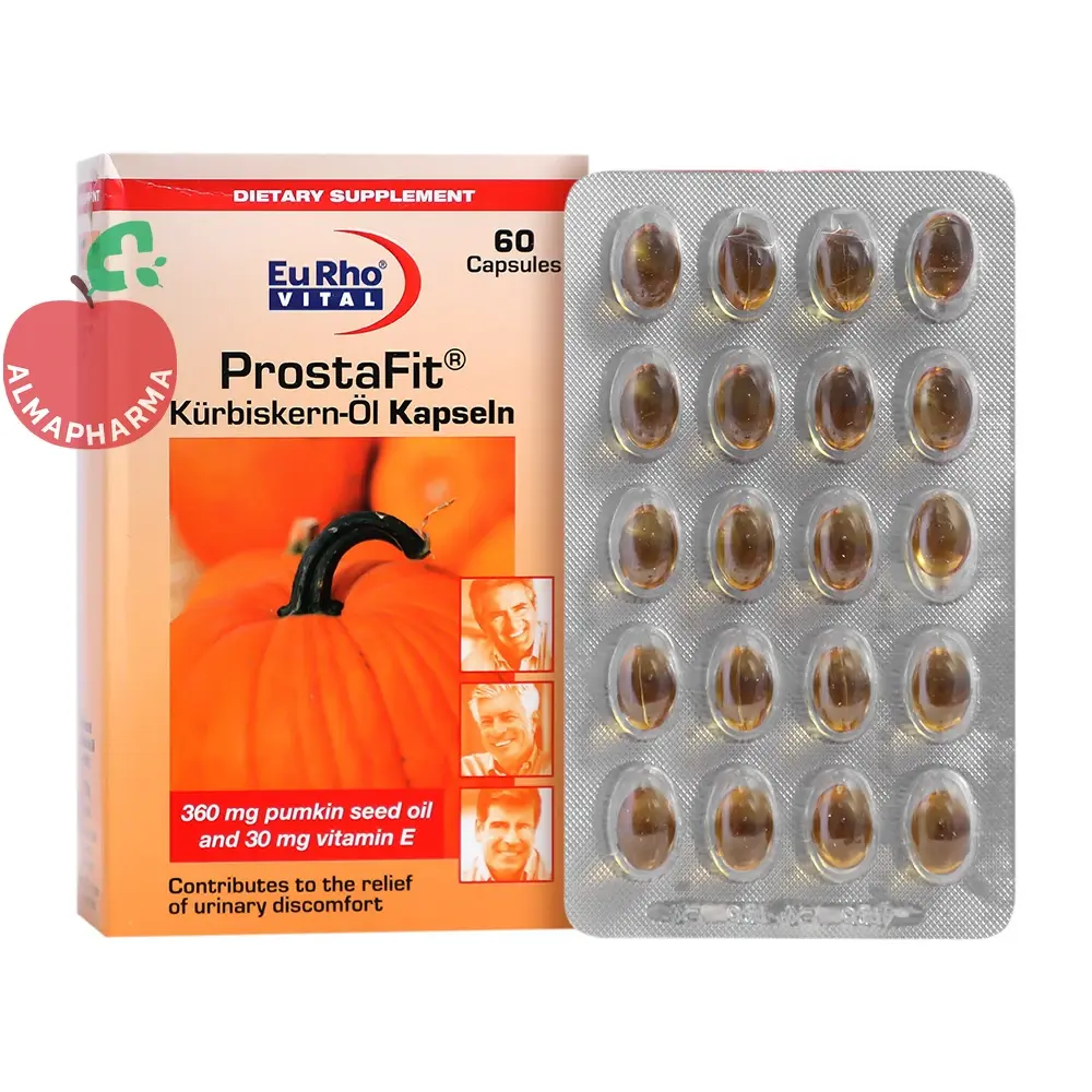capsule-prostafit-1144-01-almapharma کپسول پروستافیت یوروویتال ۶۰ عددی - جعبه ۶۰ عددی - نمای جلو