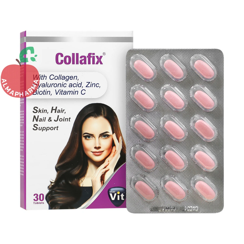 tablet-collafix-01_almafarma قرص کلاژن کلافیکس استار ویت ۳۰ عددی - جعبه ۳۰ عددی - نمای جلو