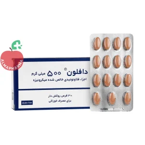قرص دافلون ۵۰۰ میلی‌گرم سرویر ۳۰ عددی - جعبه ۳۰ عددی - نمای جلو