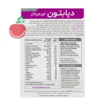قرص دیابتون ویتابیوتیکس ۳۰ عددی - نمای پشت جعبه و اطلاعات تغذیه‌ای