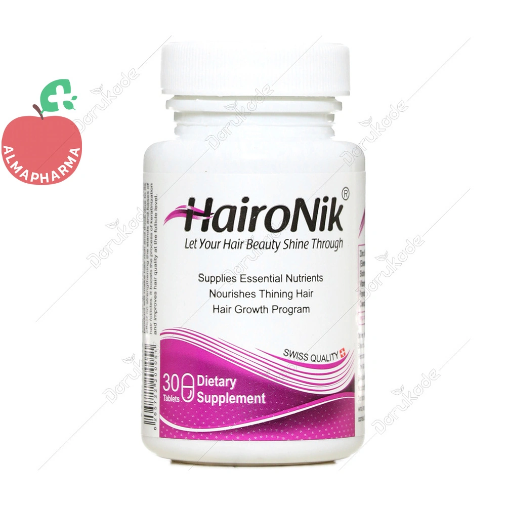 tablet-haironik-01_almafarma قرص هیرونیک نیکان فارمد ۳۰ عددی - جعبه ۳۰ عددی - نمای جلو