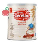 سرلاک گندم و خرما به همراه شیر نستله ۴۰۰ گرمی از پایان ۷ ماهگی - نمای جلوی قوطی