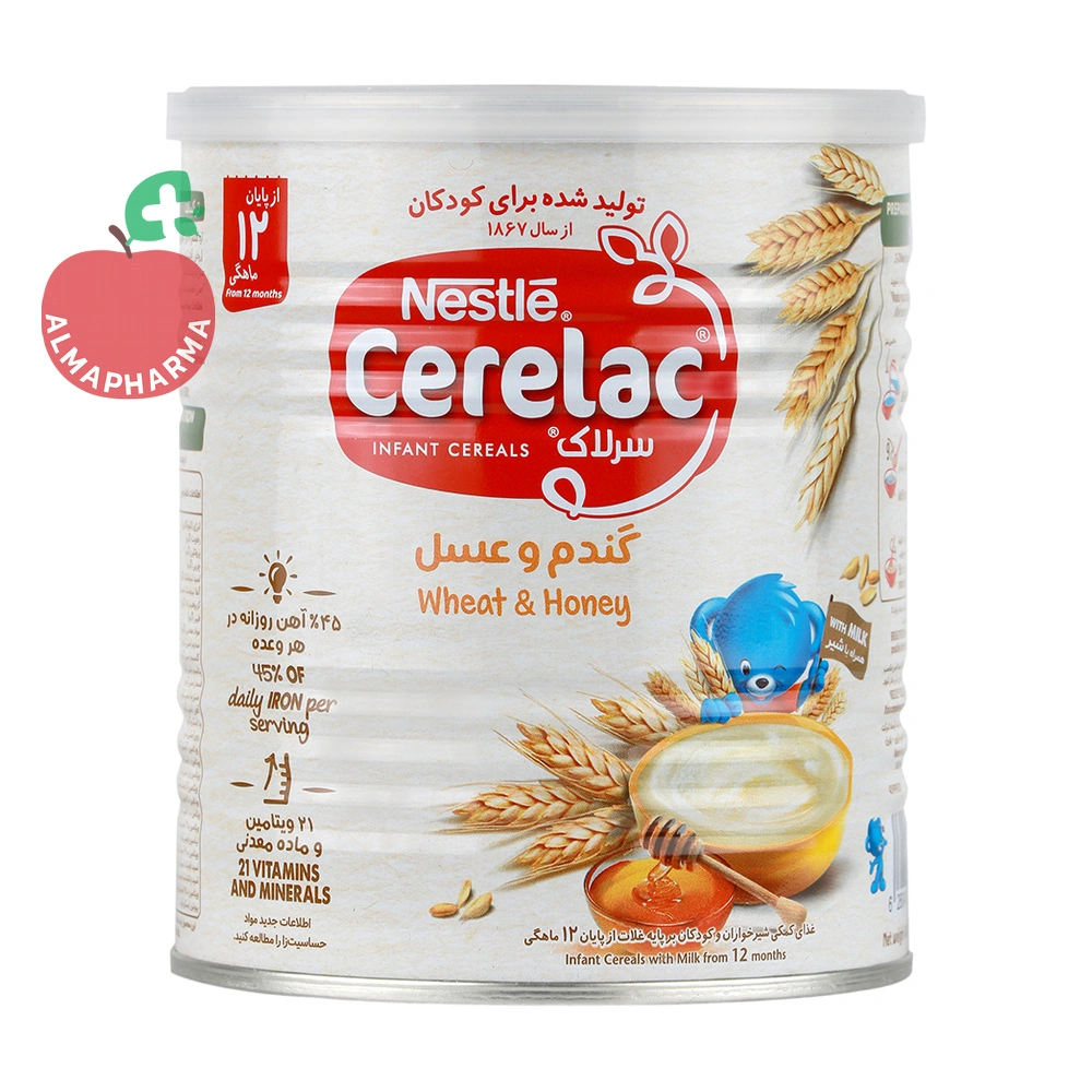 powder-cerelac-wheat-and-honey-with-milk-2679-01_almafarma سرلاک گندم و عسل به همراه شیر نستله ۴۰۰ گرمی از پایان ۱۲ ماهگی - قوطی ۴۰۰ گرمی - نمای جلو
