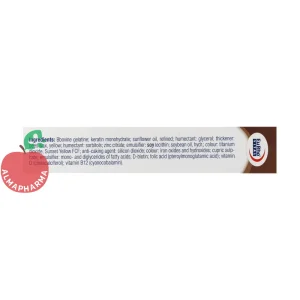 کپسول ژلاتینی نرم کراتین پلاس یوروویتال ۳۰ عددی - نمای بغل جعبه ۳۰ عددی