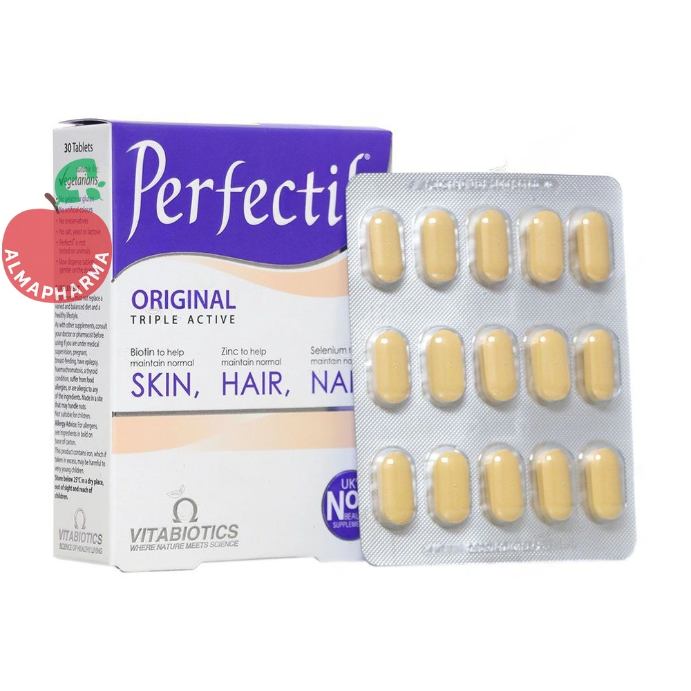 tablet-perfectil-4398-01_almafarma قرص پرفکتیل پلاتینیوم ویتابیوتیکس ۶۰ عددی - جعبه ۶۰ عددی - نمای جلو