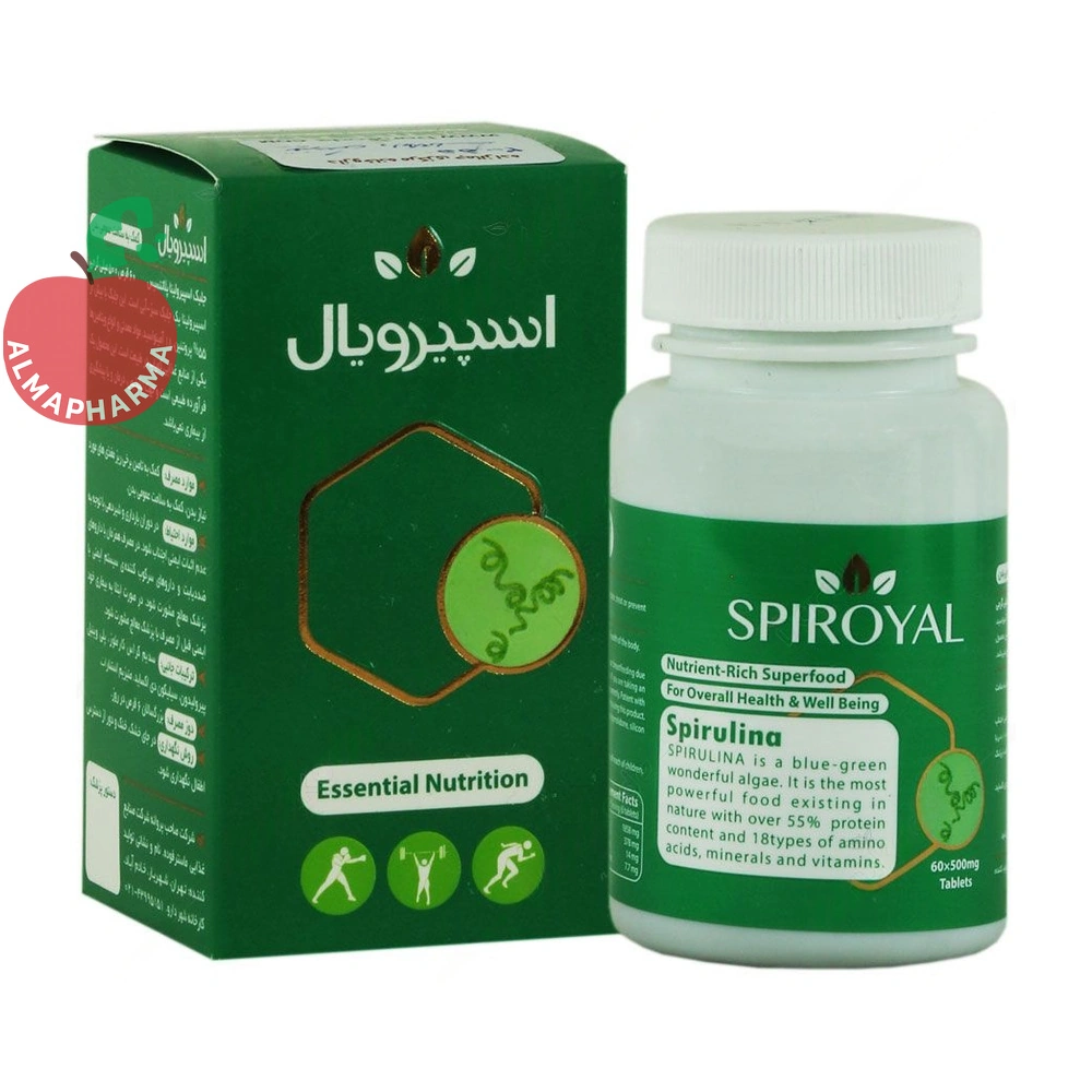 tablet-spiroyal-01_almafarma قرص اسپیرویال ماستر فوده 60 عددی - قوطی 60 عددی - نمای جلو