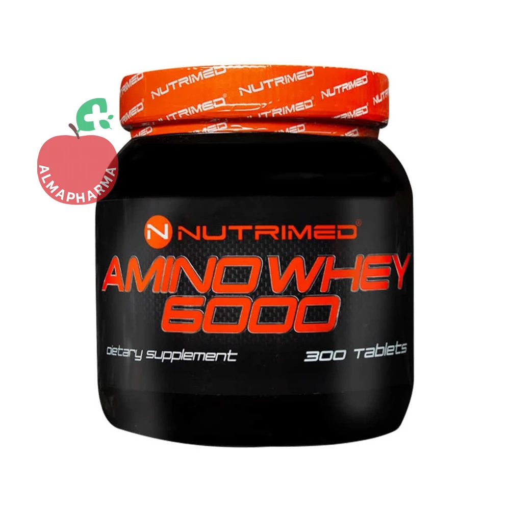 Nutrimed Amino Oi 6000 Notrimd 300 Tabs-almapharma قرص آمینو وی ۶۰۰۰ نوتریمد ۳۰۰ عددی - قوطی ۳۰۰ عددی - نمای جلو